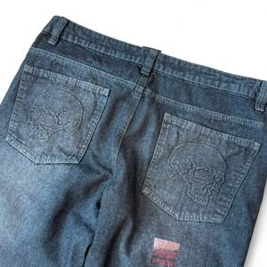 Vintage NSS Skull Back Pocket Slim Straight Jeans Men's 36x30 Skater Grunge Y2K
